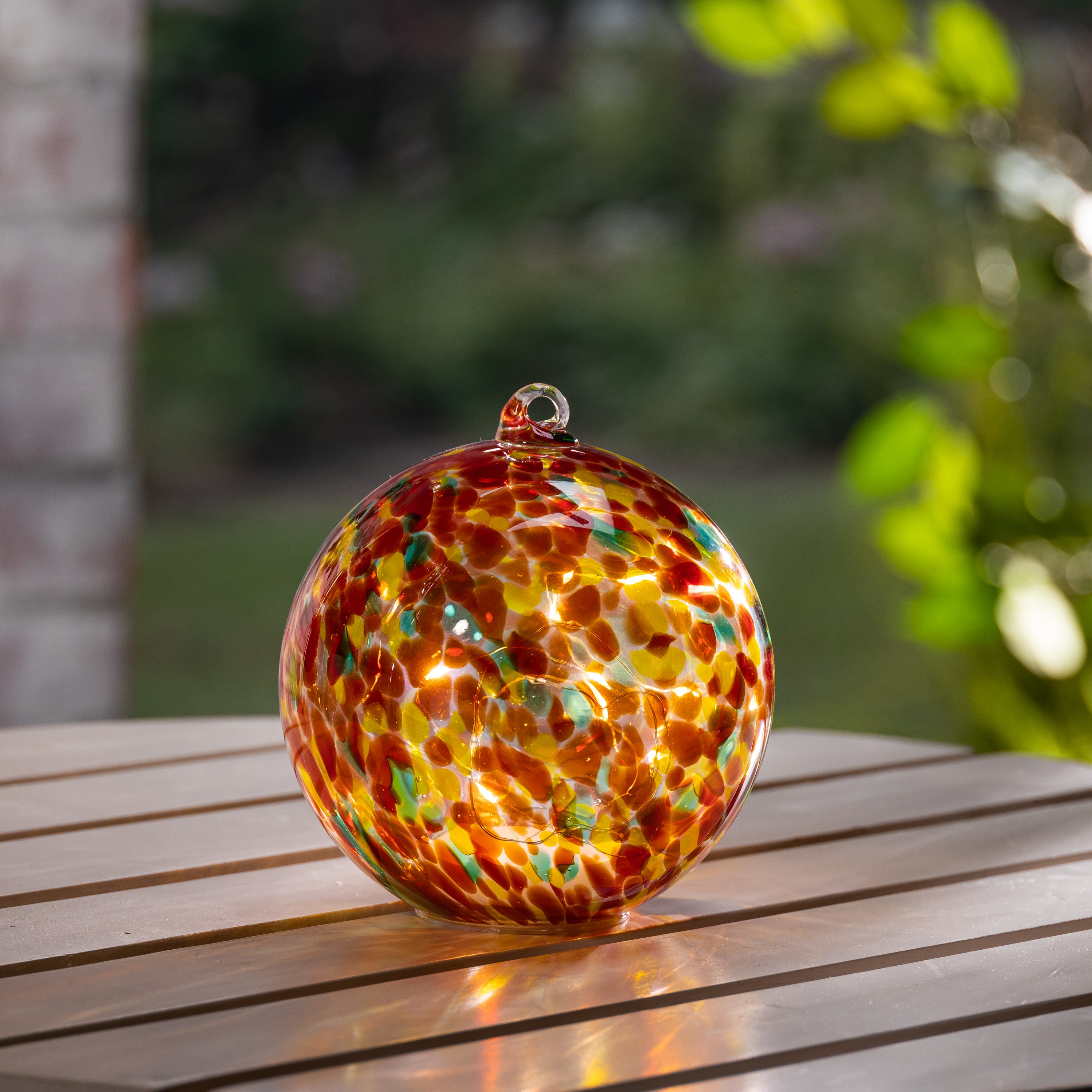 Elegant 5.75 Inch Amber Illuminating Hand Blown Glass Sphere